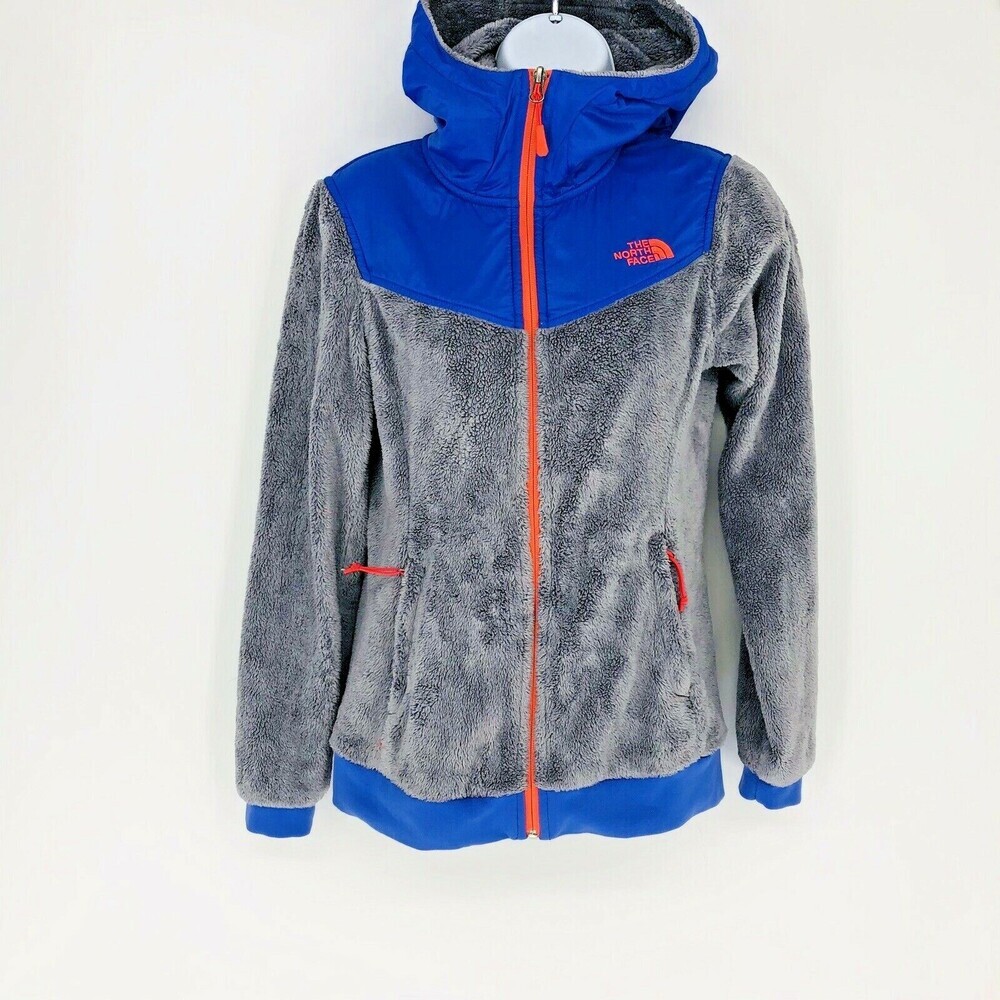 The North Face Women's Mixed Fleece Hooded Sweatshirt Size XS Grey Blue Zip Up